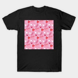 Pink Happy Love Valentine's Day Pattern T-Shirt